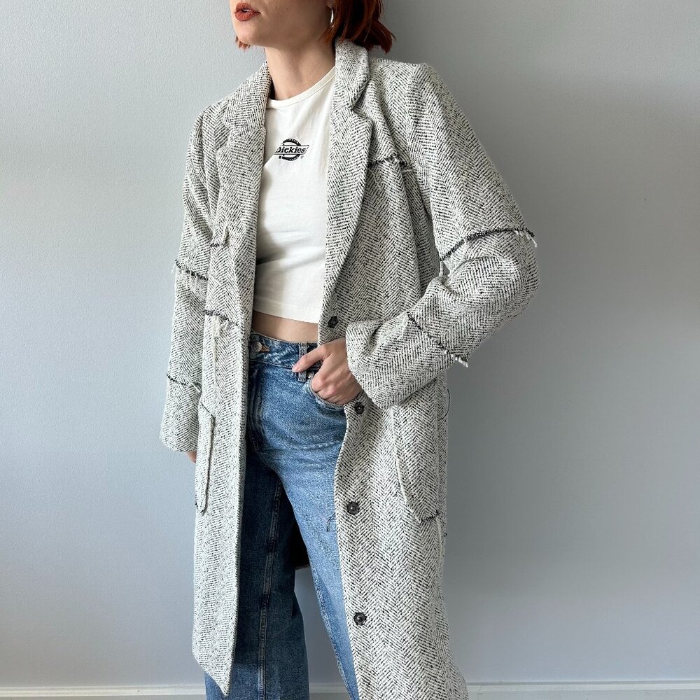 Modern Vintage (Mo:Vint) Black and White Tweed Duster Coat